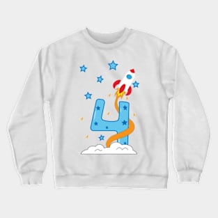 4th birthday with spaceship Crewneck Sweatshirt